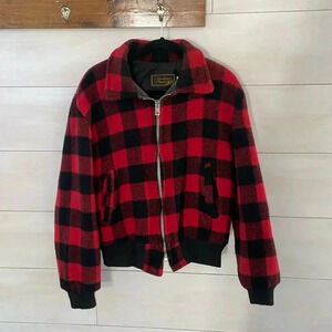 Vintage Harbour Park Plaid Wool Jacket Women’s XL Bomber Style Red Black Outdoor